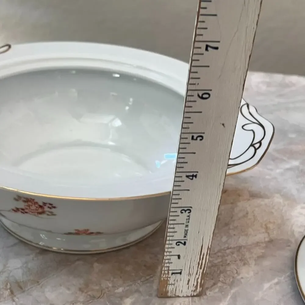 Vintage Fukagawa Arita Maple Pattern Sugar Bowl with lid Made In Japan